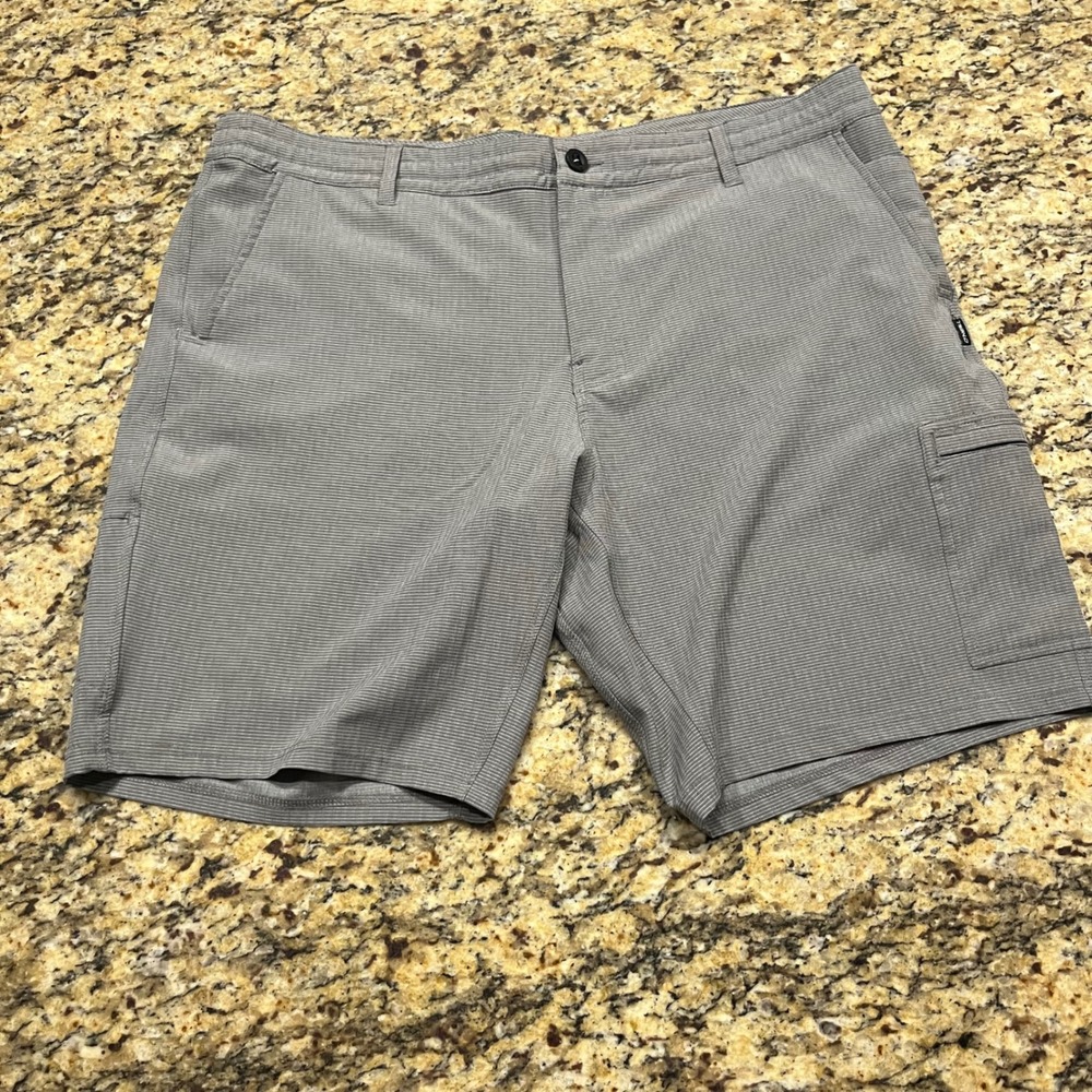 ONeill Crossover Hybrid Shorts Mens 40 Grey Striped Cargo Board Shorts Stretch